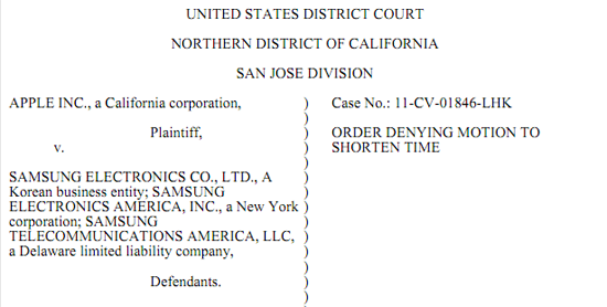 Apple no podrá acelerar el juicio contra Samsung