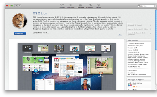 OS X Lion en la Mac App Store