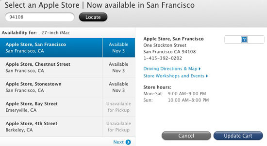 Compra on-line recogida en Apple Store