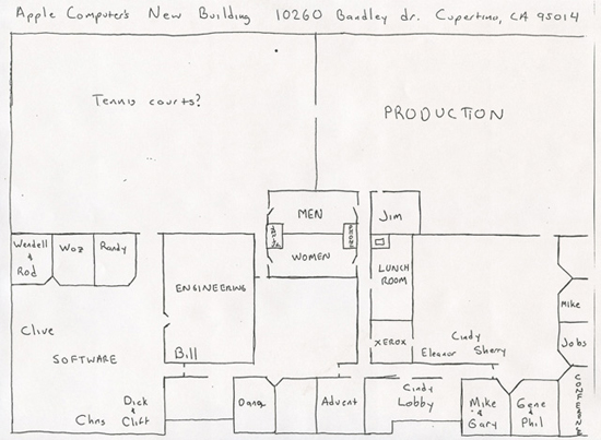 Plano primeras oficinas de Apple Bandley 1