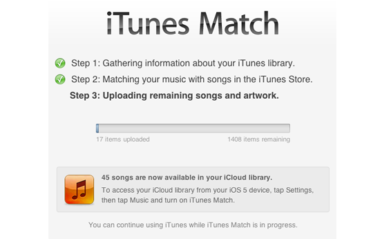 Proceso iTunes Match