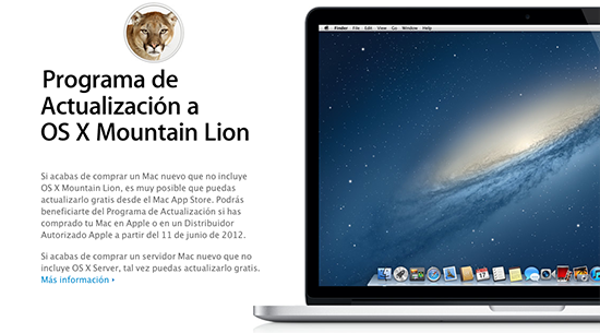 Programa de actualización OS X Mountain Lion