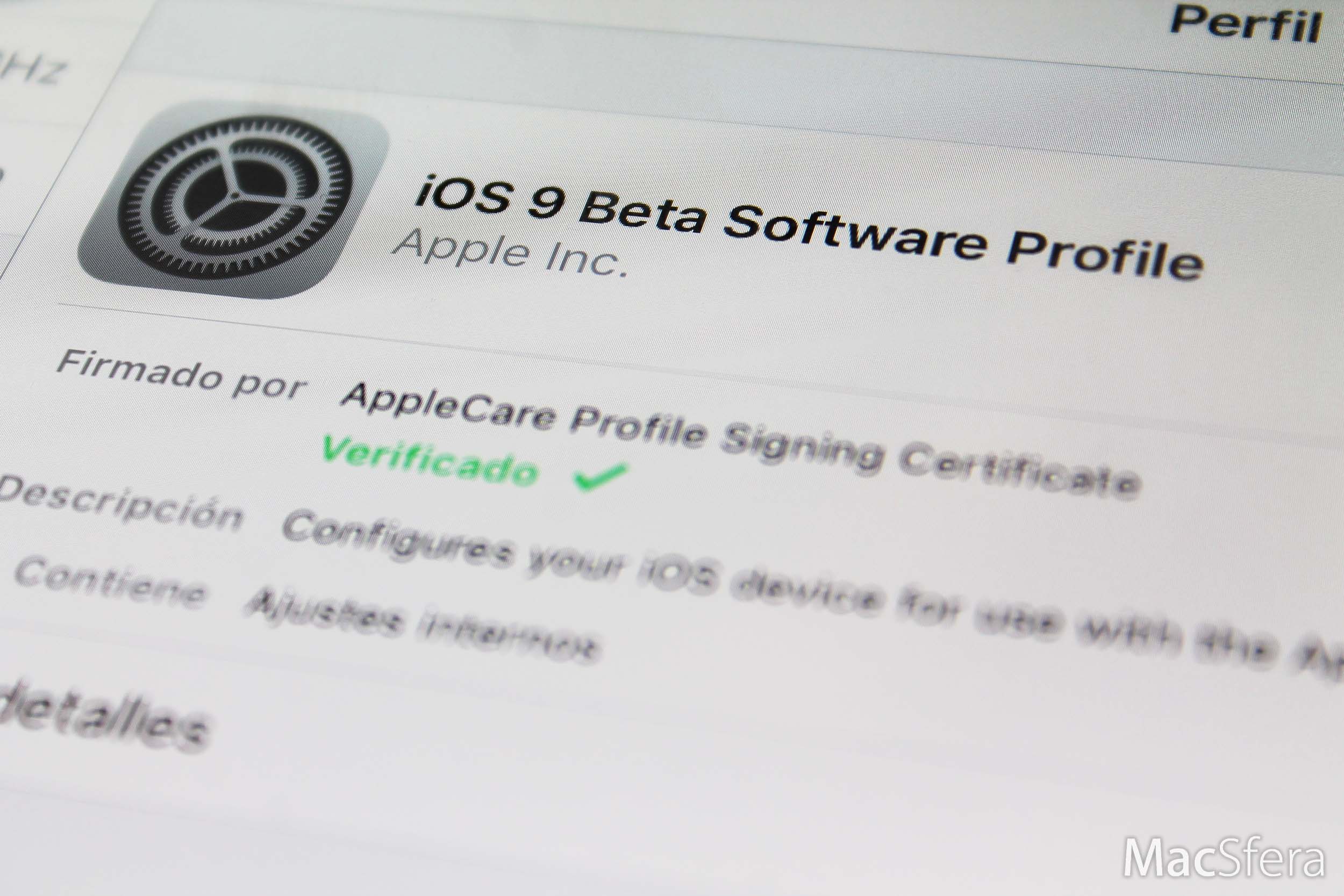 Perfil de iOS 9 Beta